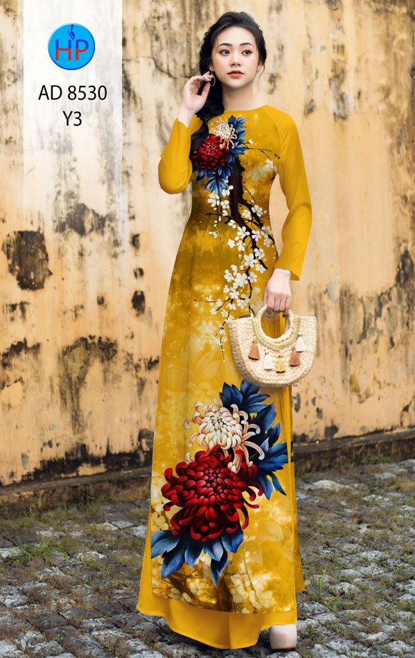 Vải Áo Dài Cúc Đại Đóa kiểu mới AD 8530