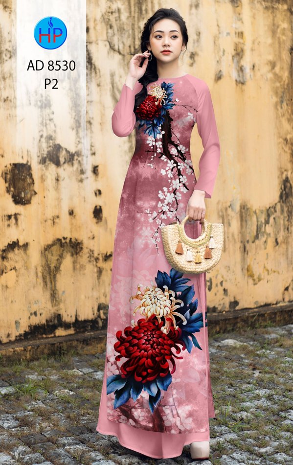 Vải Áo Dài Cúc Đại Đóa kiểu mới AD 8530