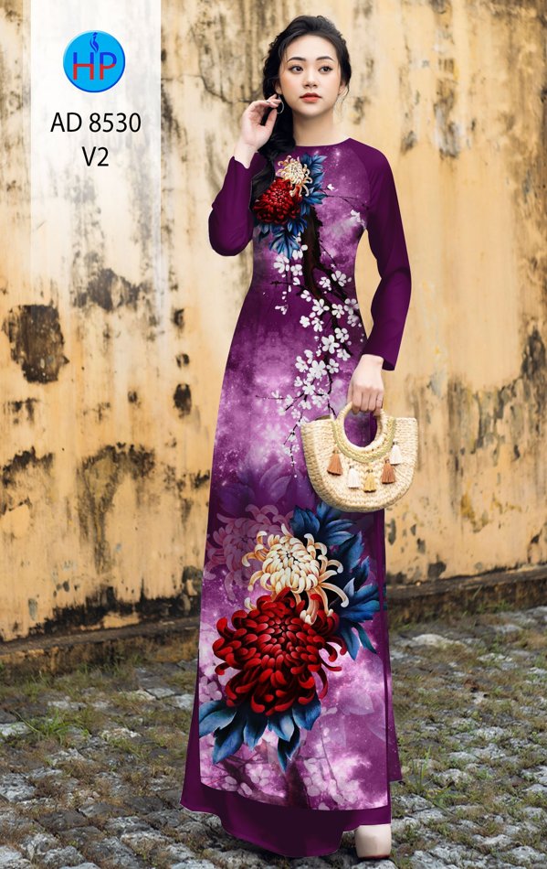 Vải Áo Dài Cúc Đại Đóa kiểu mới AD 8530