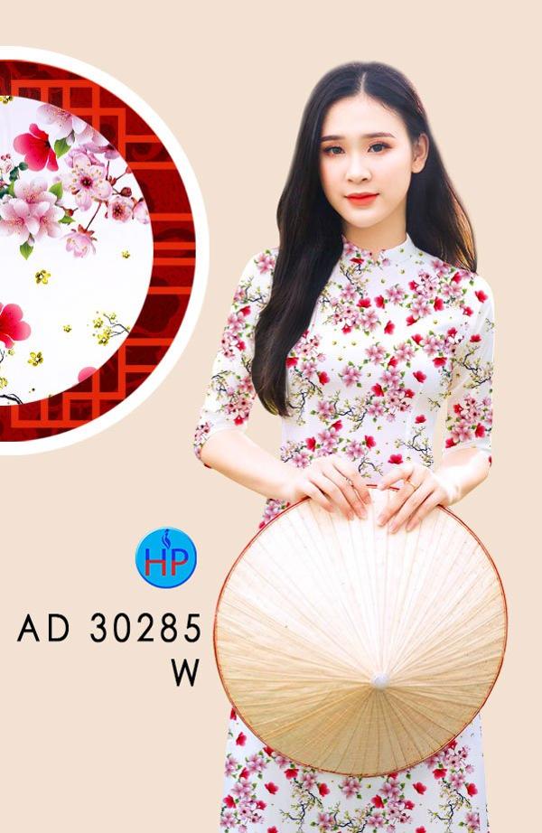 Vải Áo Dài Hoa Đào Đều kiểu mới AD 30285