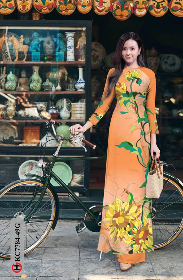 Vải Áo Dài Hoa Hướng Dương kiểu mới AD KC7784 36 Vải Áo Dài Hoa Hướng Dương kiểu mới AD KC7784