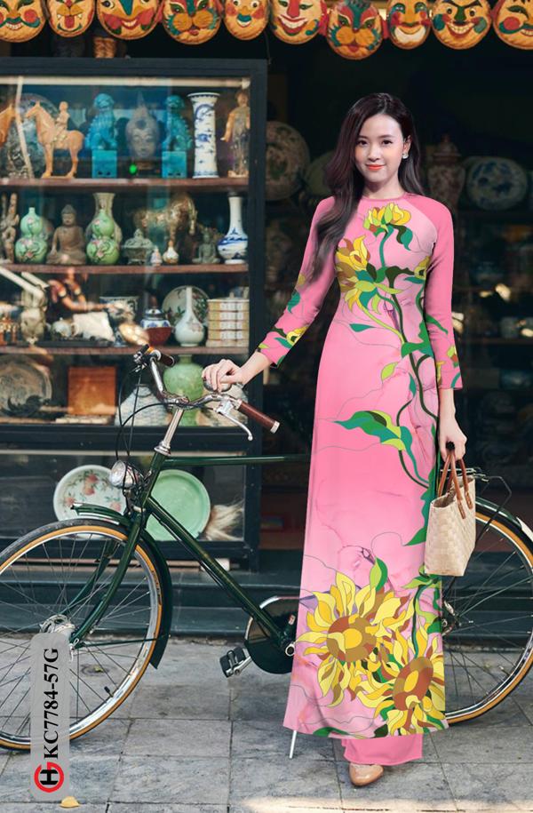 Vải Áo Dài Hoa Hướng Dương kiểu mới AD KC7784 38 Vải Áo Dài Hoa Hướng Dương kiểu mới AD KC7784