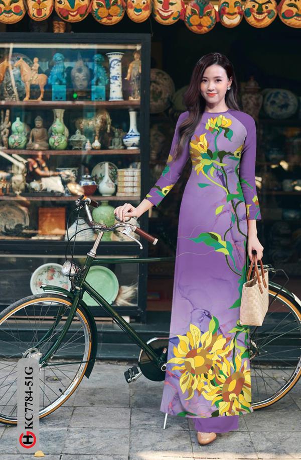 Vải Áo Dài Hoa Hướng Dương kiểu mới AD KC7784 37 Vải Áo Dài Hoa Hướng Dương kiểu mới AD KC7784