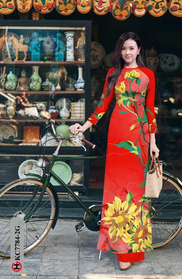 Vải Áo Dài Hoa Hướng Dương kiểu mới AD KC7784 43 Vải Áo Dài Hoa Hướng Dương kiểu mới AD KC7784