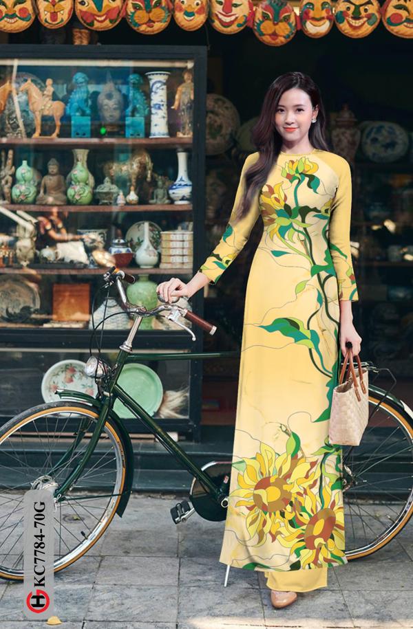Vải Áo Dài Hoa Hướng Dương kiểu mới AD KC7784 40 Vải Áo Dài Hoa Hướng Dương kiểu mới AD KC7784