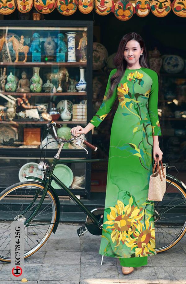 Vải Áo Dài Hoa Hướng Dương kiểu mới AD KC7784 46 Vải Áo Dài Hoa Hướng Dương kiểu mới AD KC7784