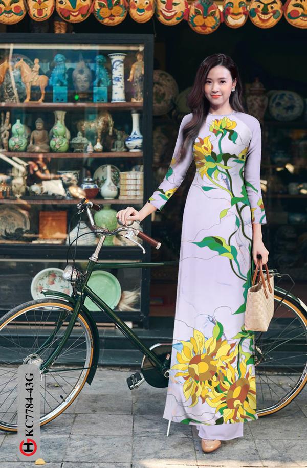 Vải Áo Dài Hoa Hướng Dương kiểu mới AD KC7784 49 Vải Áo Dài Hoa Hướng Dương kiểu mới AD KC7784