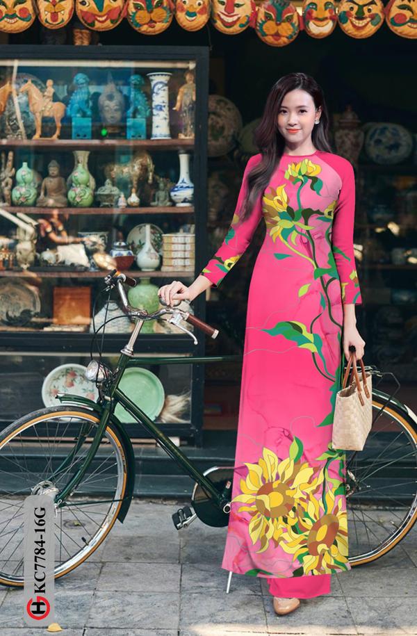 Vải Áo Dài Hoa Hướng Dương kiểu mới AD KC7784 44 Vải Áo Dài Hoa Hướng Dương kiểu mới AD KC7784
