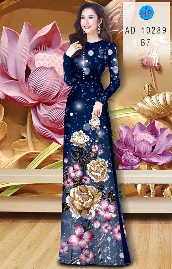 Vải Áo Dài Hoa In 3D kiểu mới AD 10289 45 Vải Áo Dài Hoa In 3D kiểu mới AD 10289