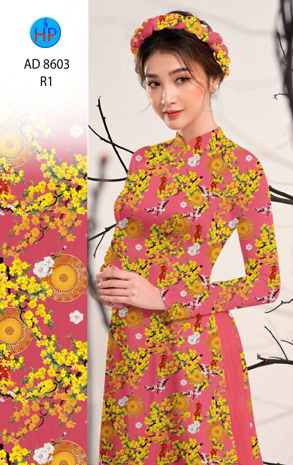 Vải Áo Dài Hoa Mai Đều kiểu mới AD 8603