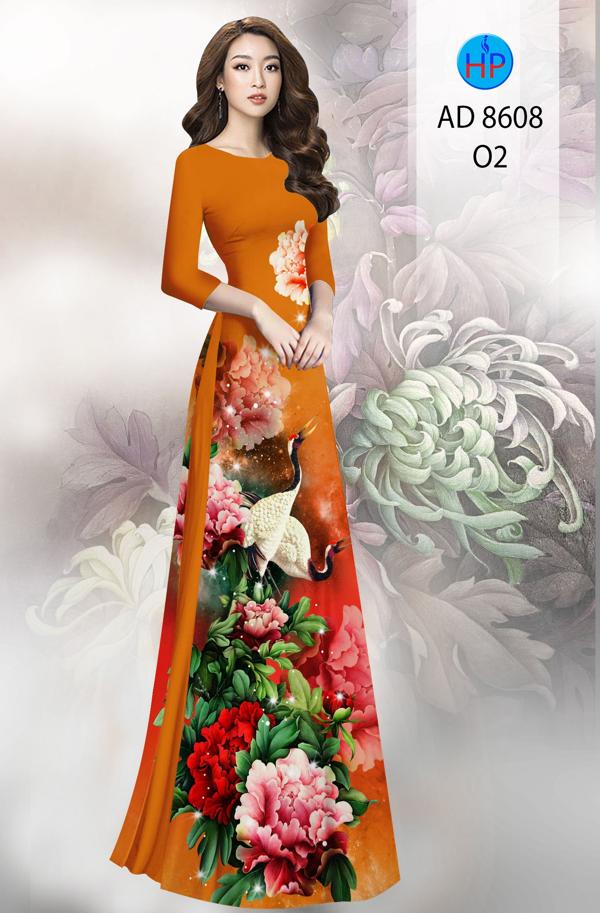 Vải Áo Dài Hoa In 3D mới ra AD 8608 44 Vải Áo Dài Hoa In 3D mới ra AD 8608
