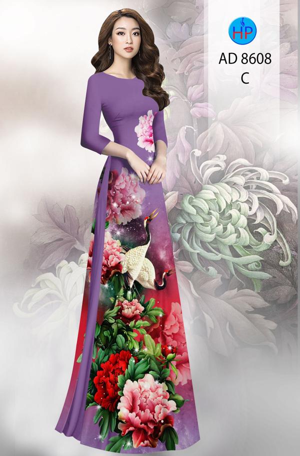 Vải Áo Dài Hoa In 3D mới ra AD 8608 50 Vải Áo Dài Hoa In 3D mới ra AD 8608