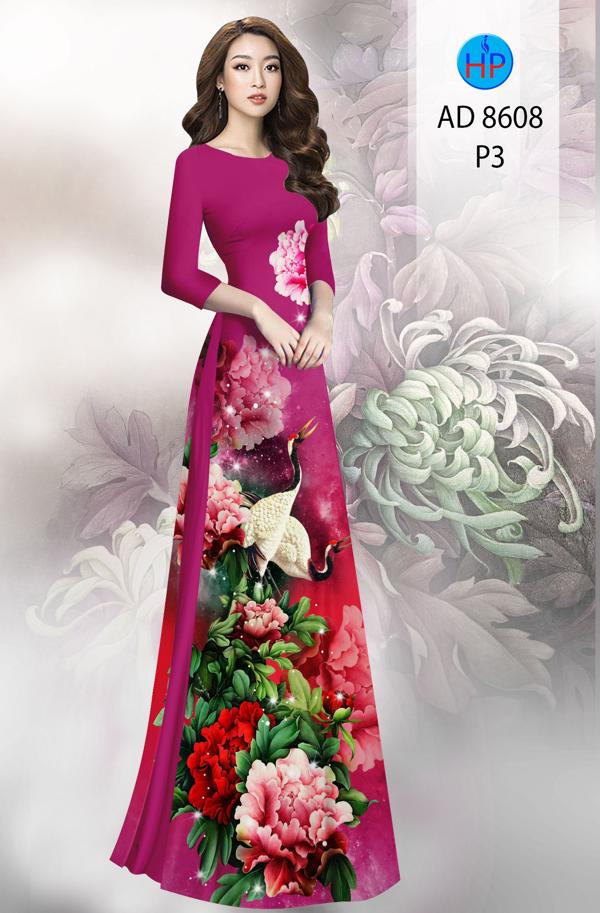 Vải Áo Dài Hoa In 3D mới ra AD 8608 51 Vải Áo Dài Hoa In 3D mới ra AD 8608