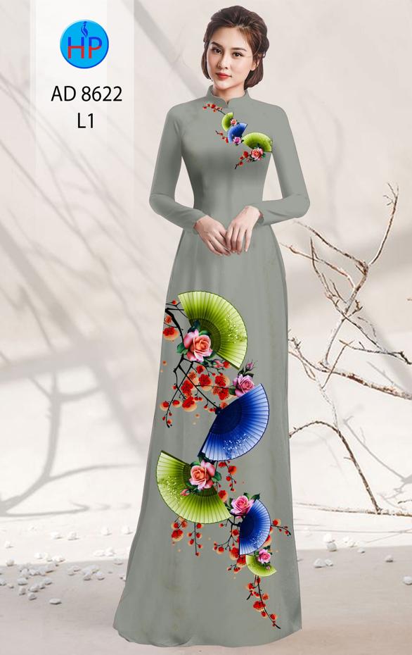 Vải Áo Dài Hoa In 3D thiết kế 2020 AD 8622