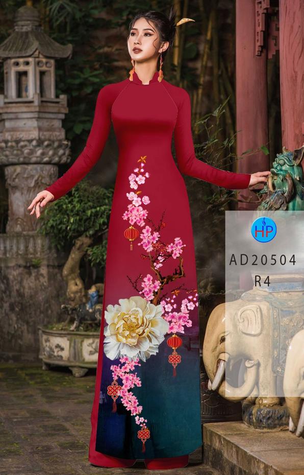 Vải Áo Dài Hoa Đào Đón Tết thiết kế 2020 AD 20504