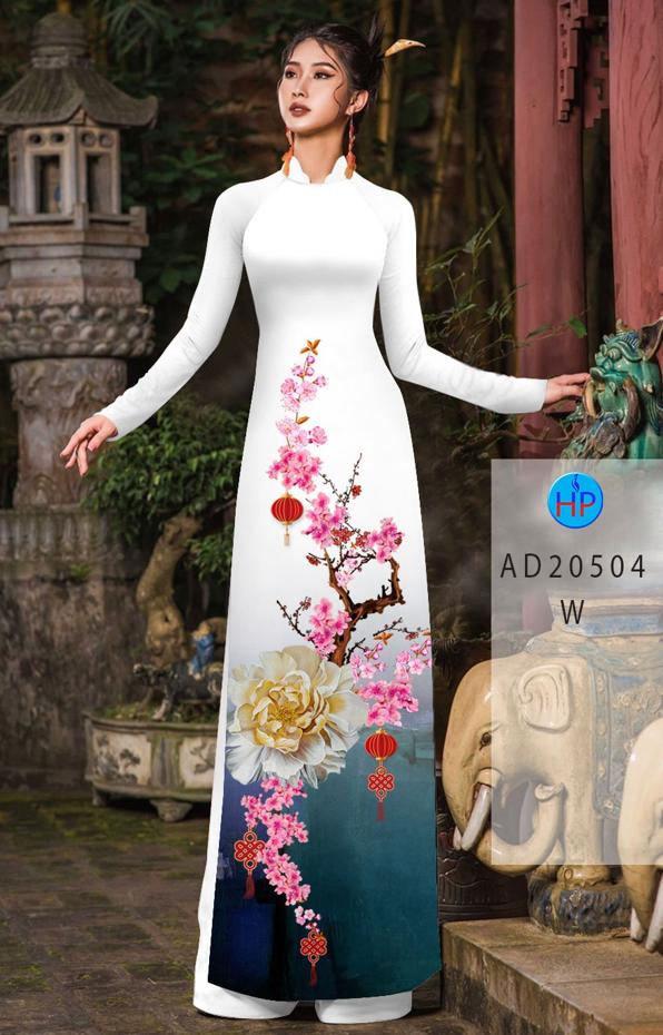 Vải Áo Dài Hoa Đào Đón Tết thiết kế 2020 AD 20504