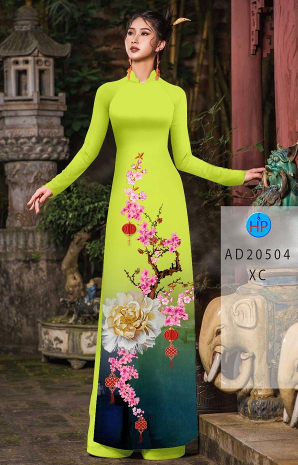 Vải Áo Dài Hoa Đào Đón Tết thiết kế 2020 AD 20504