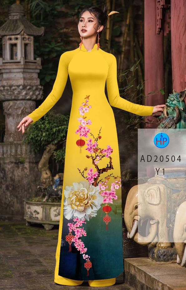 Vải Áo Dài Hoa Đào Đón Tết thiết kế 2020 AD 20504