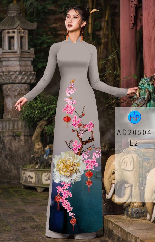 Vải Áo Dài Hoa Đào Đón Tết thiết kế 2020 AD 20504