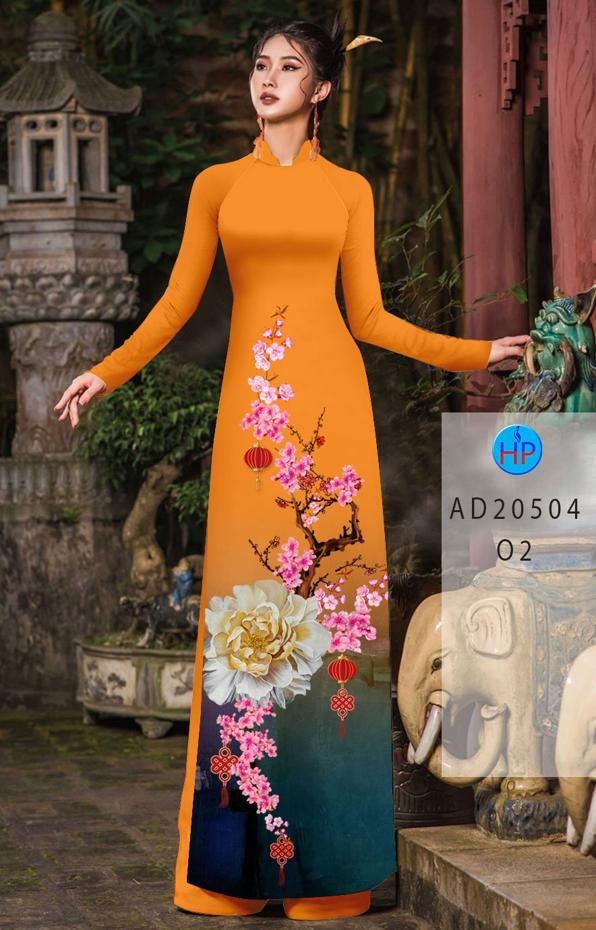 Vải Áo Dài Hoa Đào Đón Tết thiết kế 2020 AD 20504