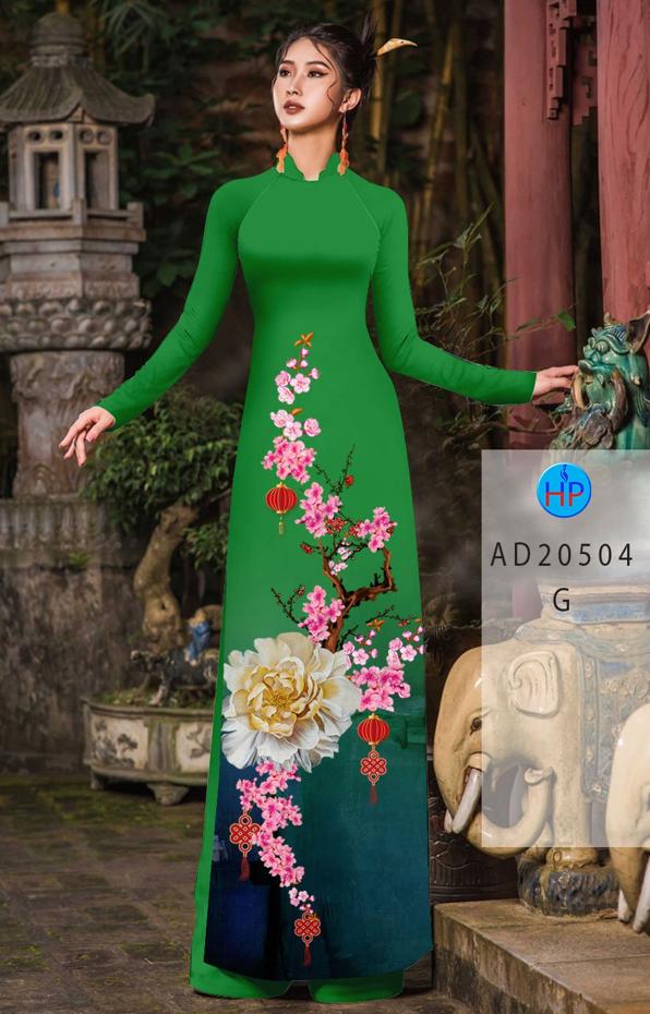Vải Áo Dài Hoa Đào Đón Tết thiết kế 2020 AD 20504