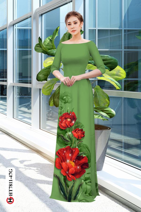 Vải Áo Dài Hoa In 3D mới ra AD HT7811