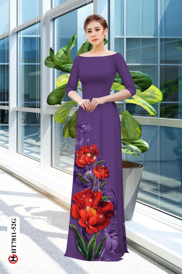 Vải Áo Dài Hoa In 3D mới ra AD HT7811