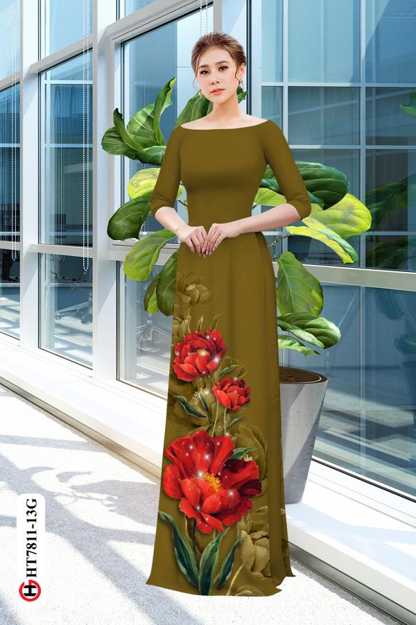 Vải Áo Dài Hoa In 3D mới ra AD HT7811