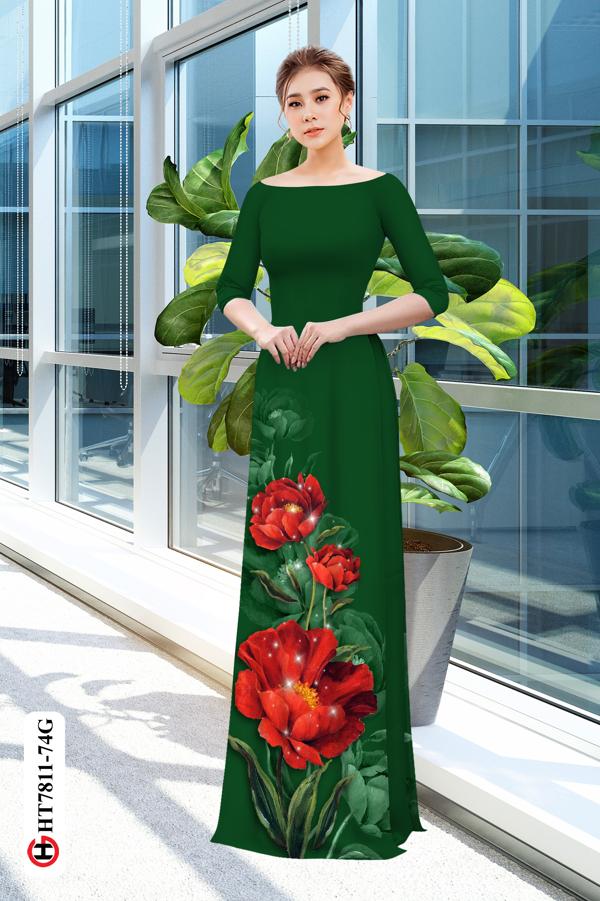 Vải Áo Dài Hoa In 3D mới ra AD HT7811