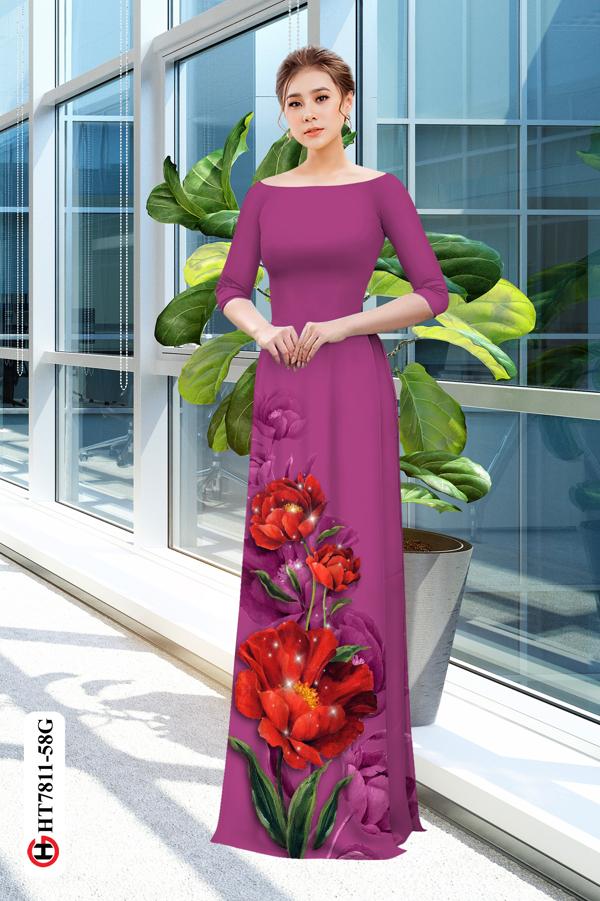 Vải Áo Dài Hoa In 3D mới ra AD HT7811