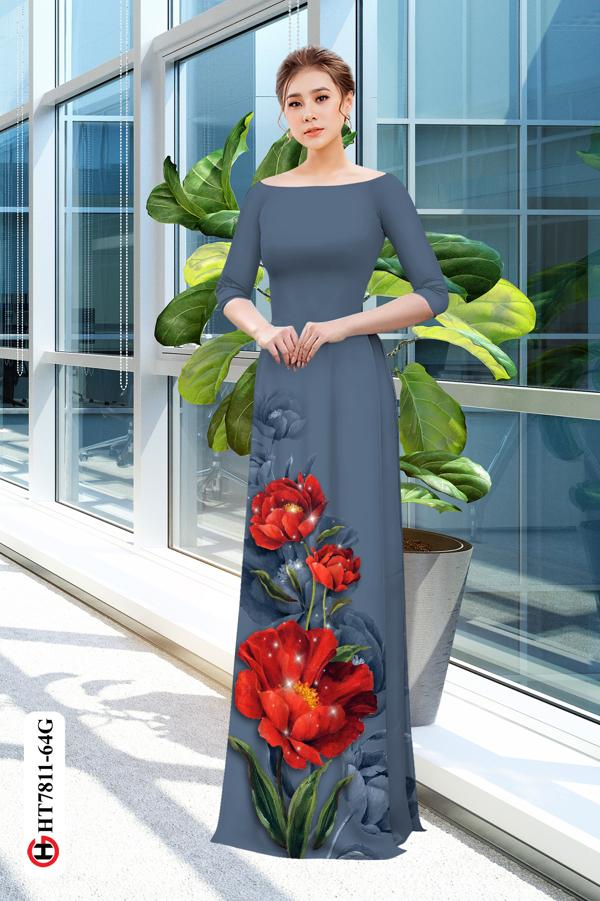 Vải Áo Dài Hoa In 3D mới ra AD HT7811