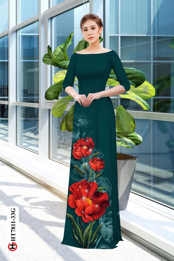 Vải Áo Dài Hoa In 3D mới ra AD HT7811