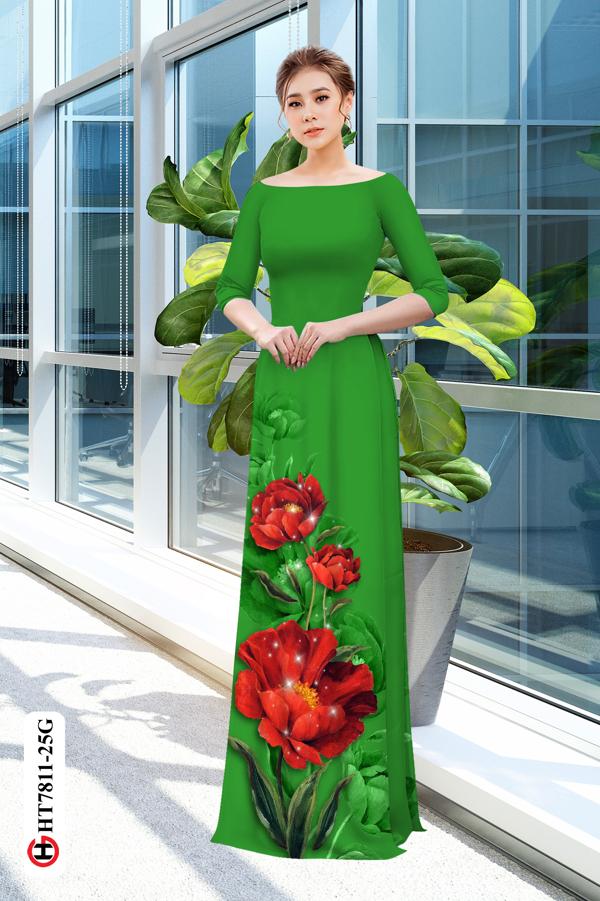 Vải Áo Dài Hoa In 3D mới ra AD HT7811
