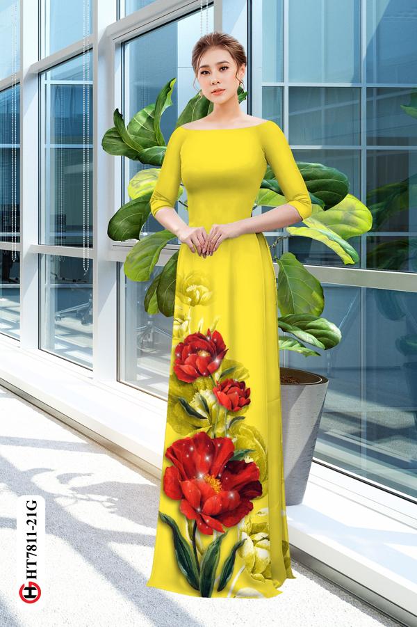 Vải Áo Dài Hoa In 3D mới ra AD HT7811
