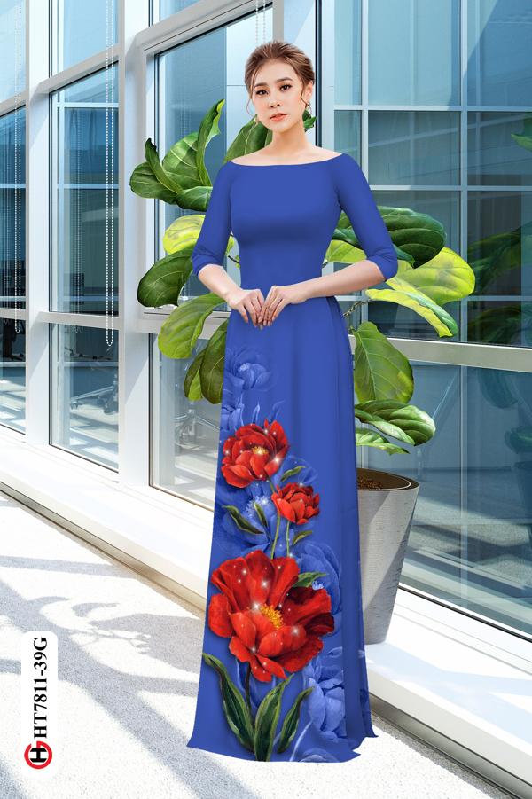 Vải Áo Dài Hoa In 3D mới ra AD HT7811