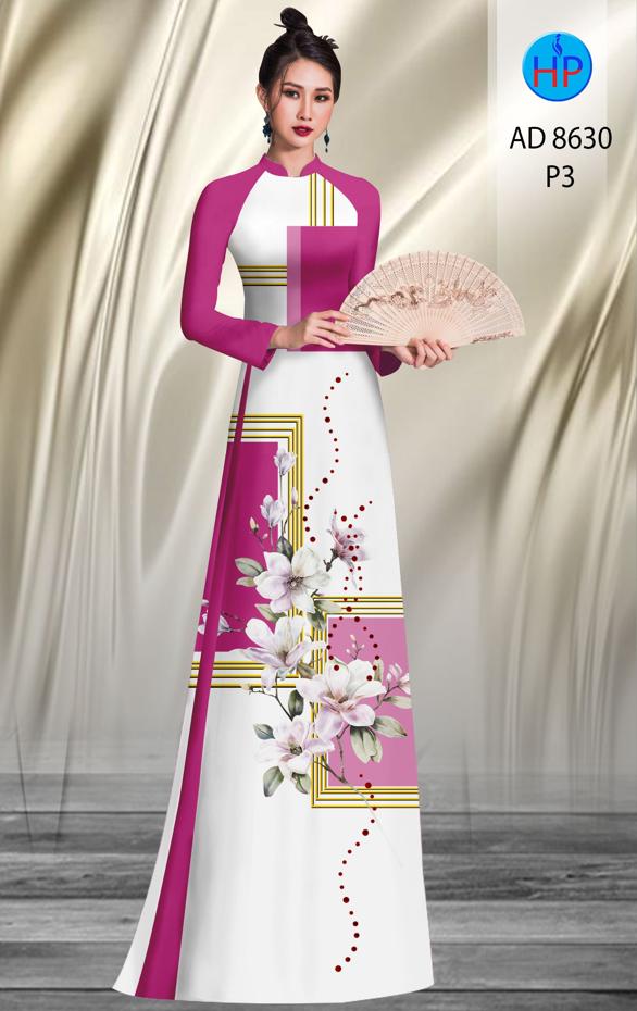Vải Áo Dài Hoa In 3D thiết kế 2020 AD 8630