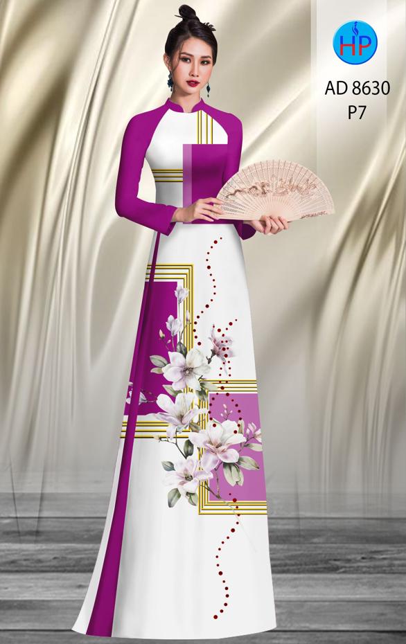 Vải Áo Dài Hoa In 3D thiết kế 2020 AD 8630