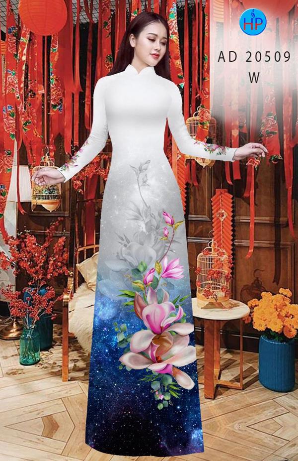 Vải Áo Dài Hoa In 3D kiểu mới AD 20509 43 Vải Áo Dài Hoa In 3D kiểu mới AD 20509