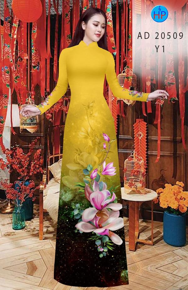 Vải Áo Dài Hoa In 3D kiểu mới AD 20509 48 Vải Áo Dài Hoa In 3D kiểu mới AD 20509