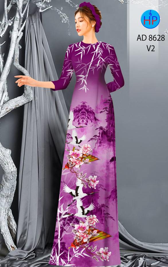 Vải Áo Dài Phong Cảnh Và Chim Hạc kiểu mới AD 8628