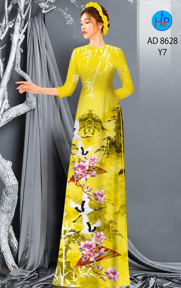 Vải Áo Dài Phong Cảnh Và Chim Hạc kiểu mới AD 8628