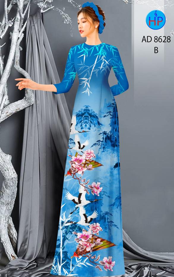 Vải Áo Dài Phong Cảnh Và Chim Hạc kiểu mới AD 8628