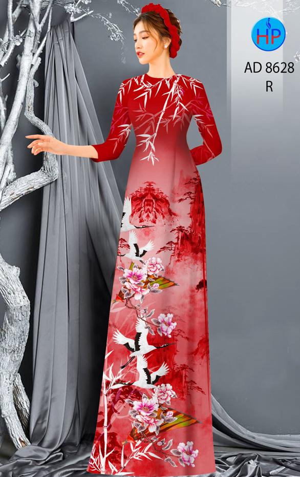 Vải Áo Dài Phong Cảnh Và Chim Hạc kiểu mới AD 8628