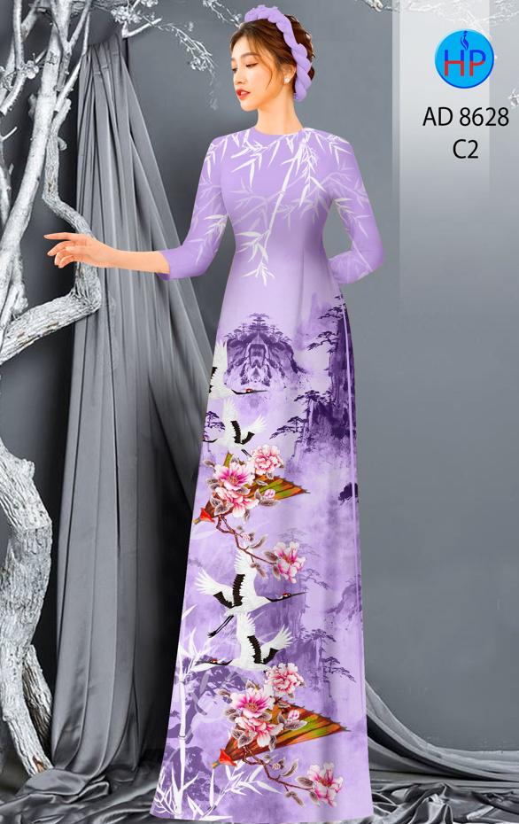 Vải Áo Dài Phong Cảnh Và Chim Hạc kiểu mới AD 8628
