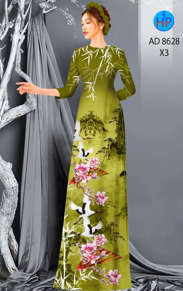 Vải Áo Dài Phong Cảnh Và Chim Hạc kiểu mới AD 8628