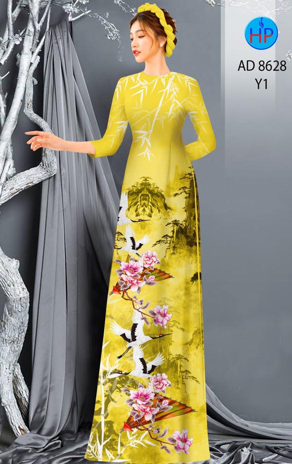 Vải Áo Dài Phong Cảnh Và Chim Hạc kiểu mới AD 8628