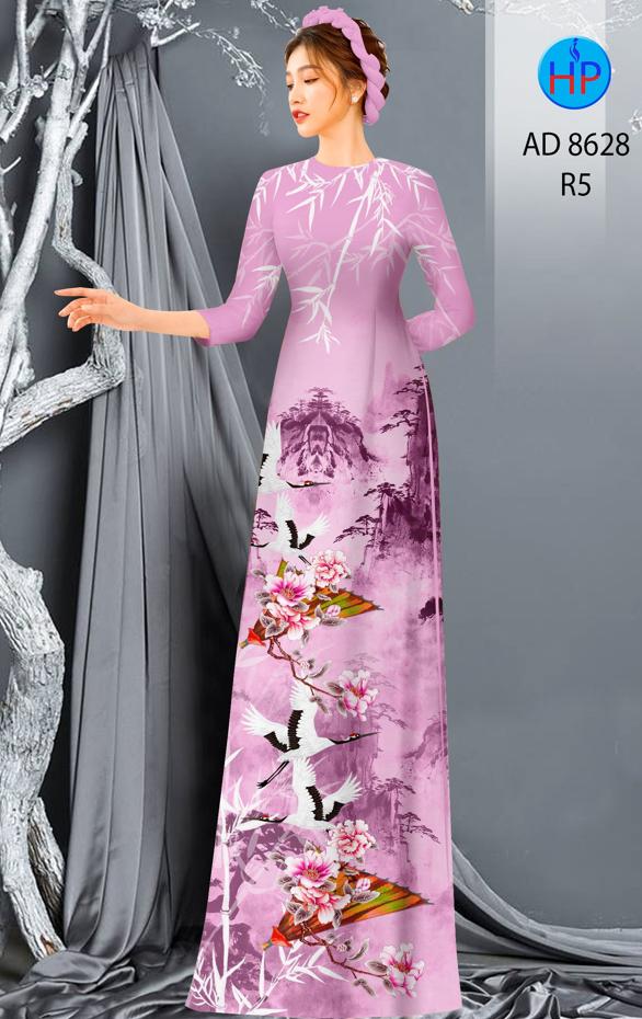 Vải Áo Dài Phong Cảnh Và Chim Hạc kiểu mới AD 8628