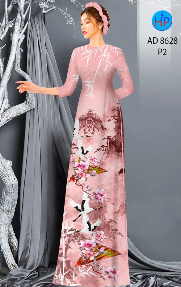 Vải Áo Dài Phong Cảnh Và Chim Hạc kiểu mới AD 8628