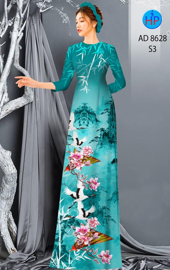 Vải Áo Dài Phong Cảnh Và Chim Hạc kiểu mới AD 8628