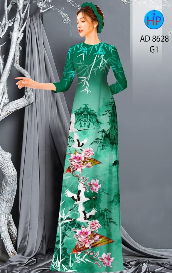 Vải Áo Dài Phong Cảnh Và Chim Hạc kiểu mới AD 8628